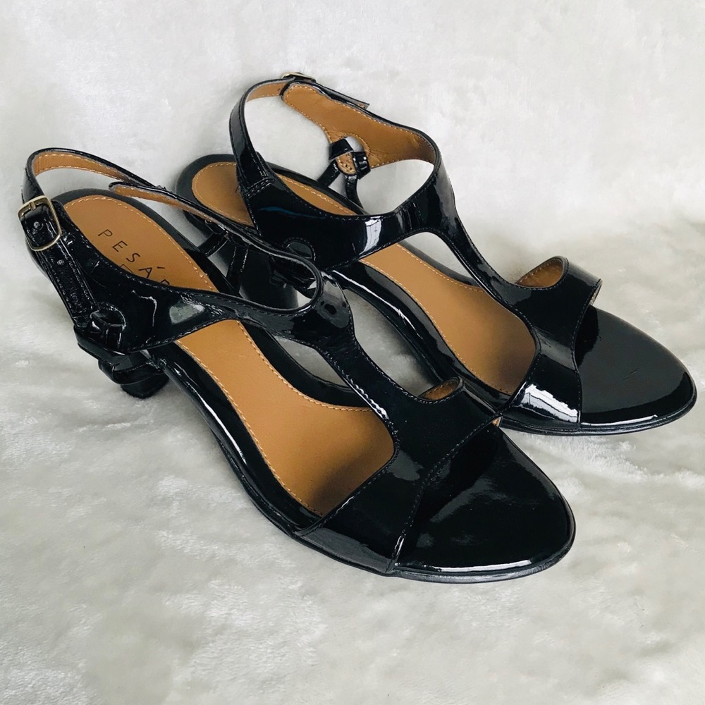 Pesaro Black Heeled Sandals Size 8.5
